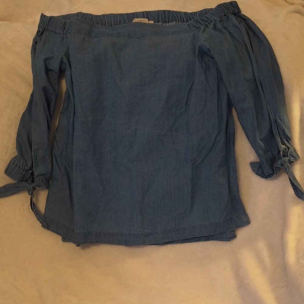 LOFT Denim Blue Off-Shoulder Blouse